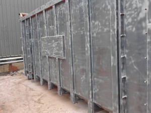 Sandblasting a container